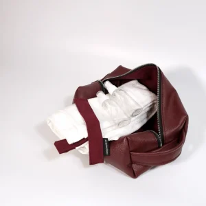 Prémiový saunový set ve vínové barvě - černé šití - ultimátní relax