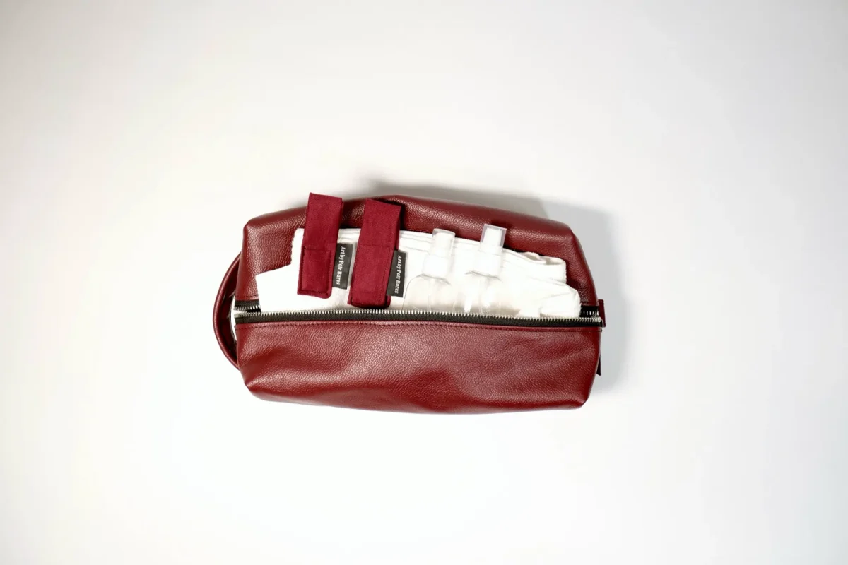 Prémiový saunový set ve vínové barvě - černé šití - ultimátní relax