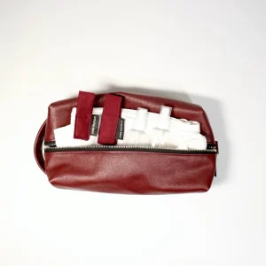 Prémiový saunový set ve vínové barvě - černé šití - ultimátní relax